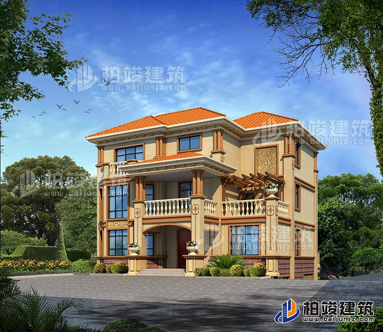 農村三層別墅自建房帶地下室設計圖BZ305-簡歐風格