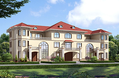 新款農(nóng)村三拼三戶別墅設(shè)計(jì)圖及效果圖三層戶型，外觀靚麗新穎