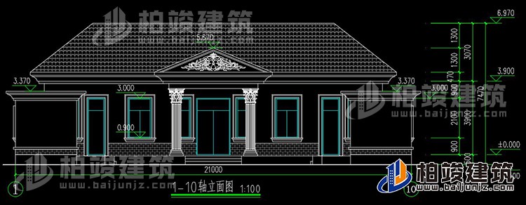 農(nóng)村蓋房設(shè)計大全一層房子的設(shè)計圖紙，帶漂亮的小院子BZ116-簡歐風(fēng)格