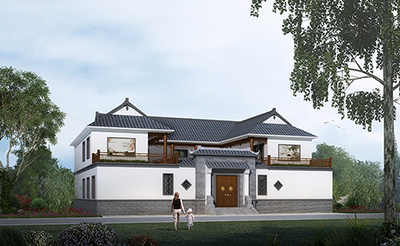 四合院別墅設(shè)計效果圖及平面圖，全套施工圖紙