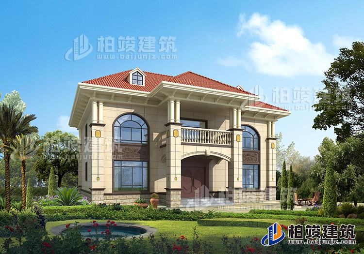 二層歐式復(fù)式小別墅設(shè)計(jì)方案，全套建筑設(shè)計(jì)圖紙BZ2518-簡歐風(fēng)格